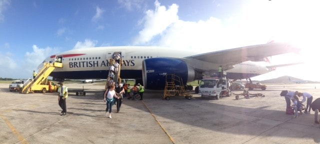 British Airways flight to Antigua